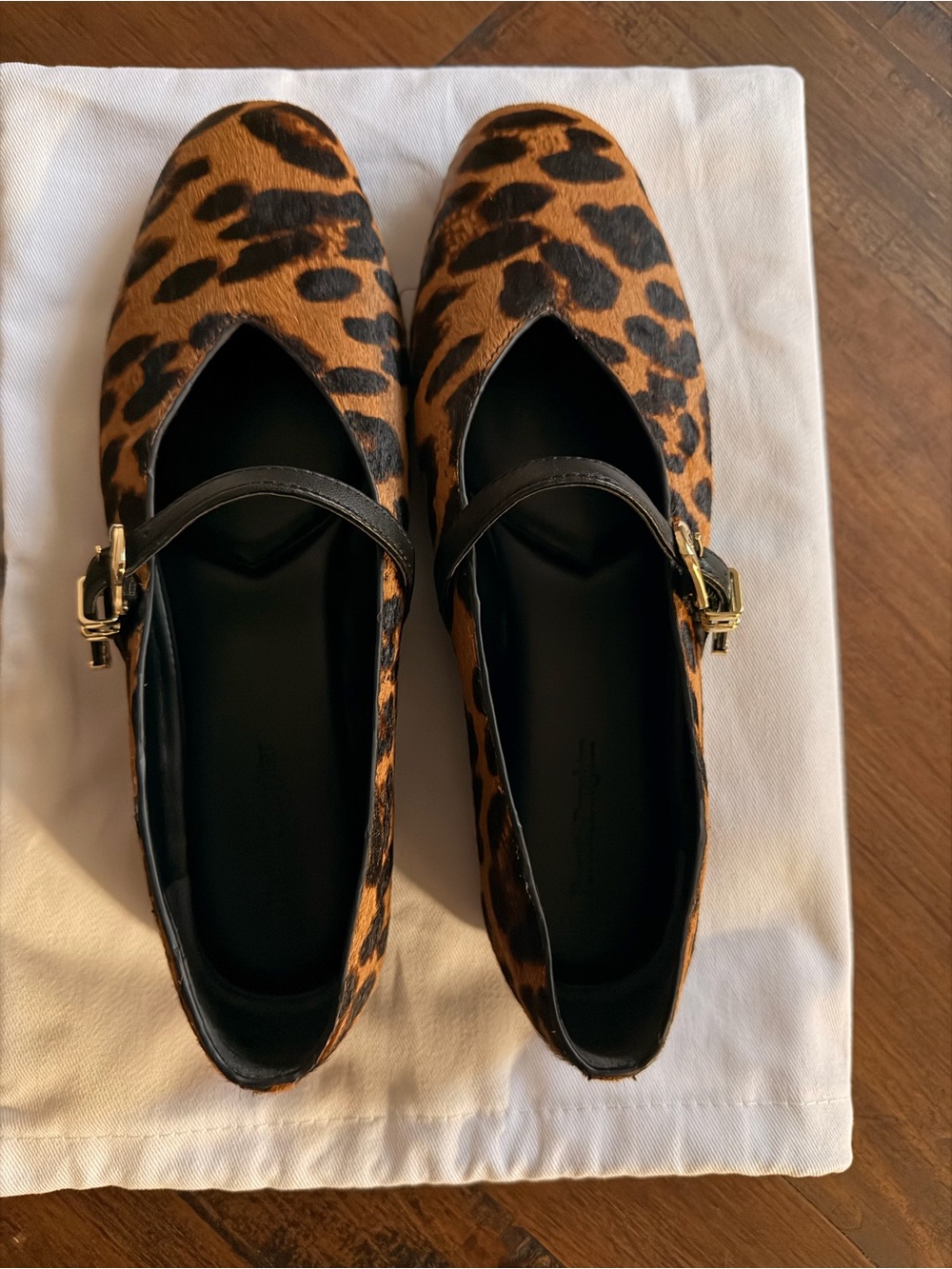 Favorite Daughter Leopard Mary Jane Flats in Brown and Black